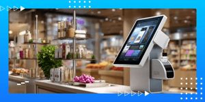 Modern FMCG retail environment with digital point-of-sale system