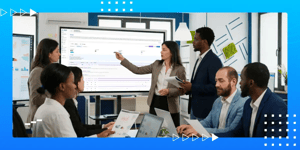 Business teams analyzing shared performance data to align on priorities and drive business decision-making. 