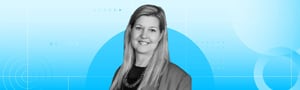 Professional portrait of Lauren Filen from South Africa against a clean, modern blue graphic background.