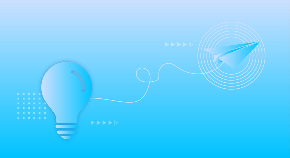 Single continuous-line drawing of a light bulb connected to a looping line, representing insight.