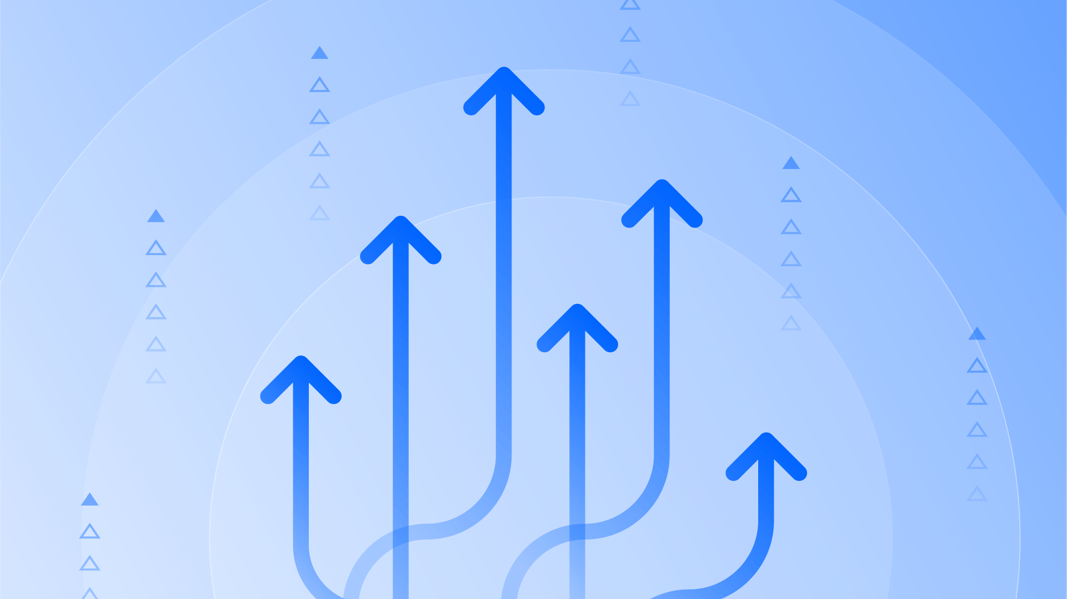 Blue lines rising into upward arrows, symbolizing how consistent performance creates a measurable competitive advantage
