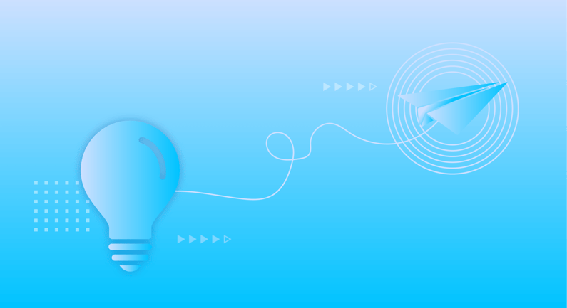 Single continuous-line drawing of a light bulb connected to a looping line, representing insight.