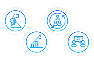 Icons representing company values