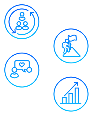 Icons representing company values