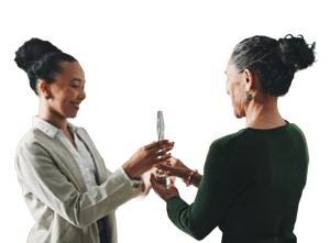 Business colleagues exchanging an award, representing recognition, achievement, and professional excellence.