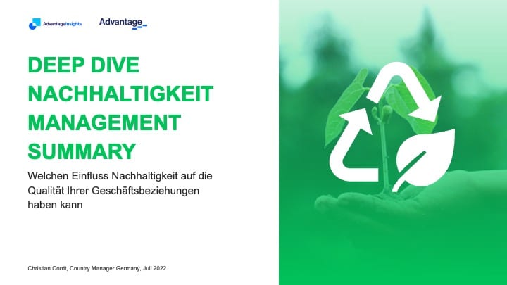 Advantage Group Germany Report on Sustainability and B2B partnerships - cover page